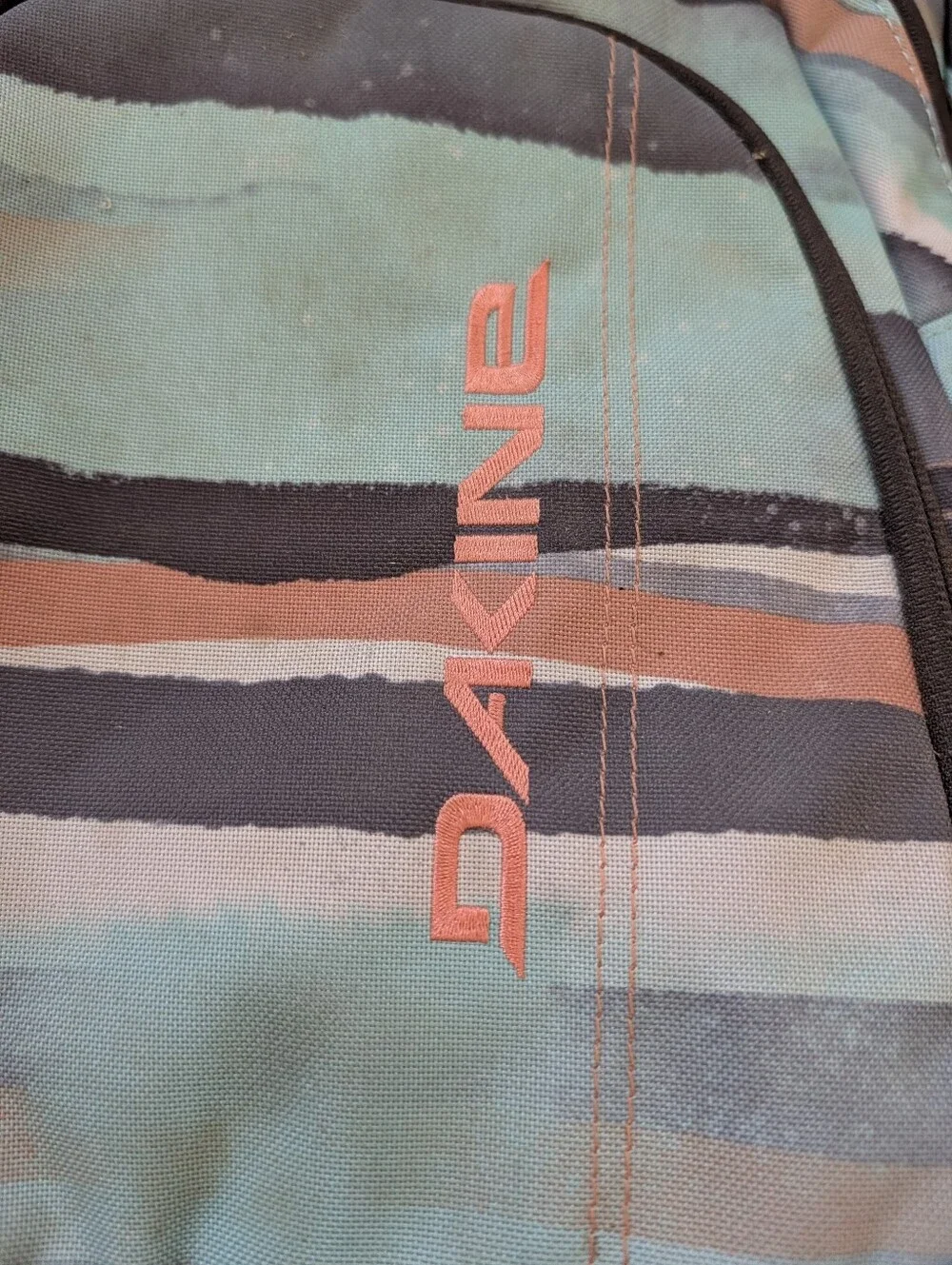 Dakine Teal Striped Backpack With Bringham Young University Kennedy Center Patch